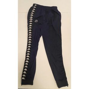 kappa navy blue sweatpants/joggers with kappa logo running down each leg